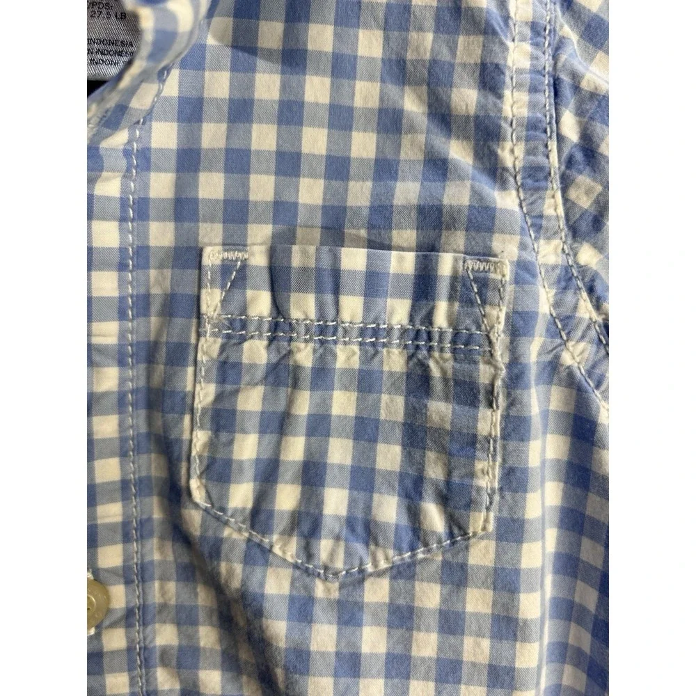 OshKosh B'gosh Blue/White Gingham Collared Long Sleeve Button Bodysuit 18M